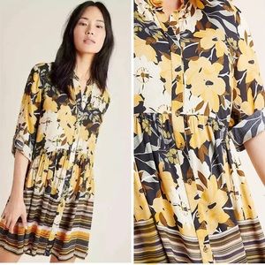 Anthropologie Bl^nk London Button Front Tunic Mini Dress XS w/ Slip